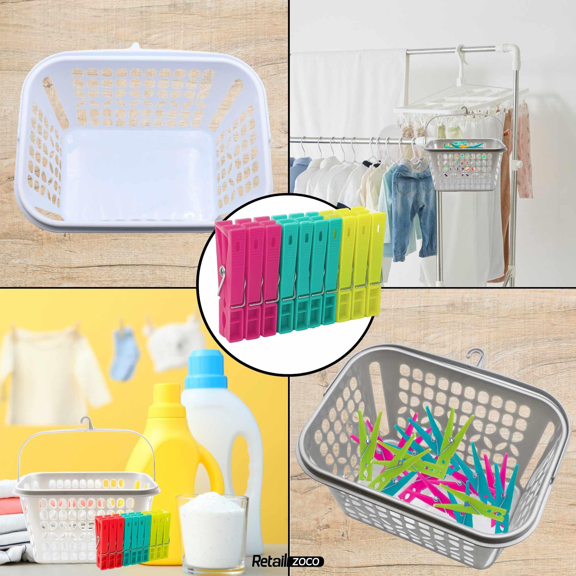 TECHZOCO Pinzas para Tender, Pinza de Ropa, Pinzas para canasto, Plástico Resistentes, aptas para Interior y Exterior, Longitud de 7 cm, Plástico, Incluye 20 Unidades Multicolor