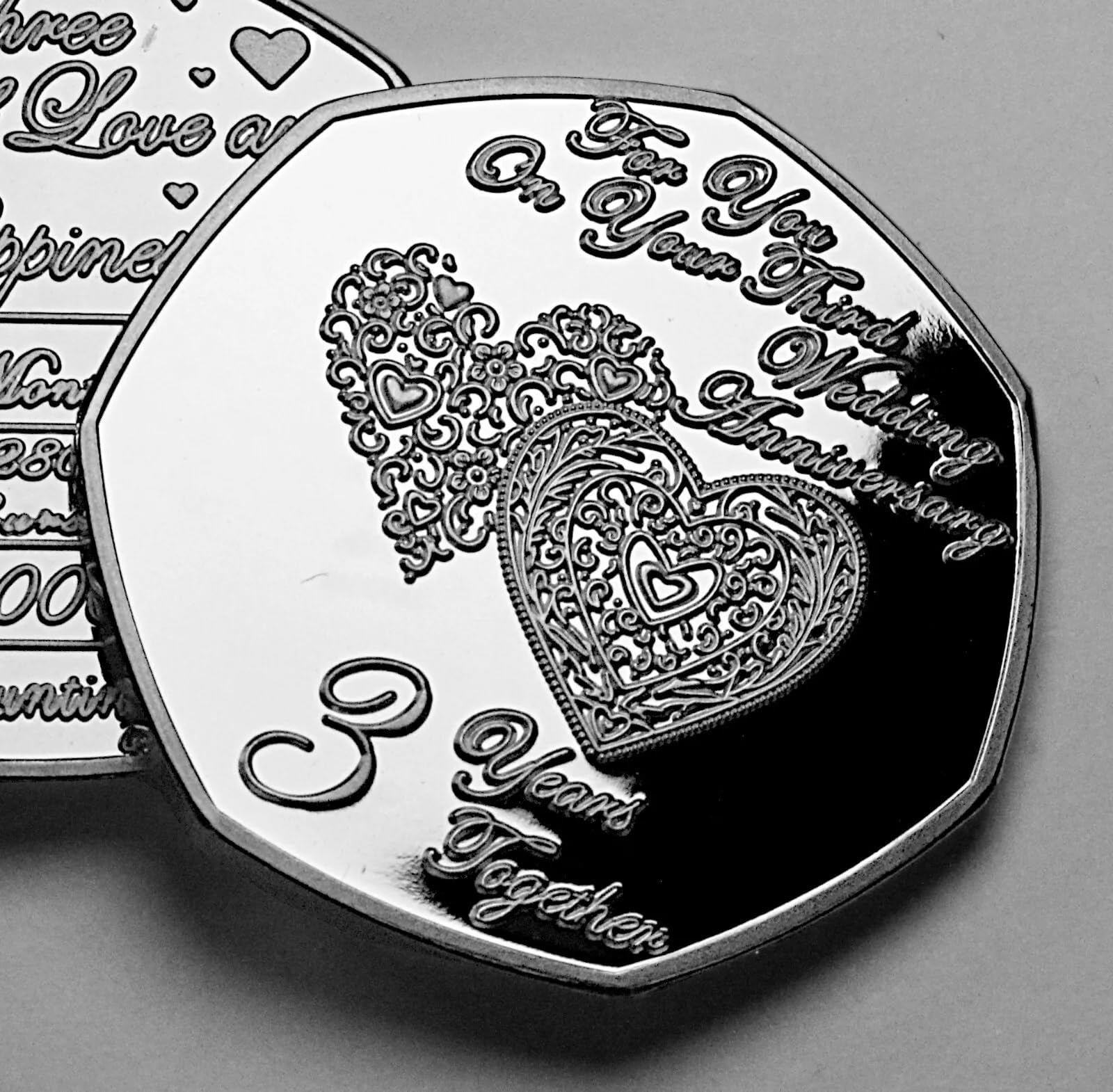 The Commemorative Coin Company Silver On Your 3Rd Wedding Anniversary Commemorative. Couple/Husband/Wife 3 Years Together Gift/Present Love/Token