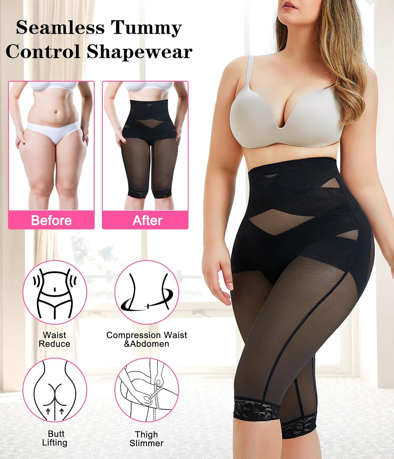 Nebility Body Shaper for Women Tummy Control Shapewear Leggings Seamless Butt Lifter Panties High Waist Trainer Thigh Slimmer - Image 4