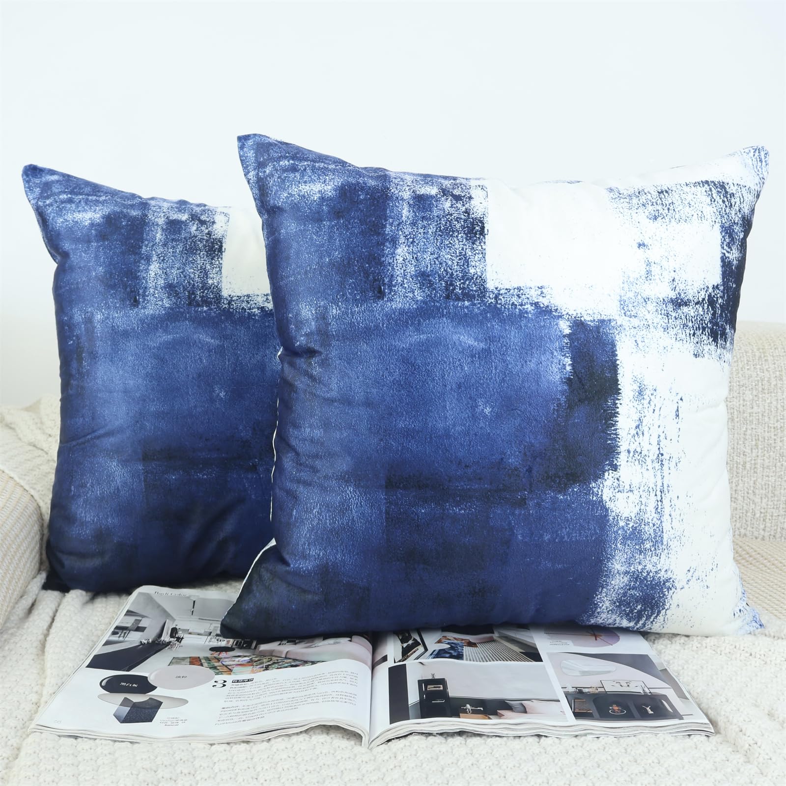 OYIMUA 2er Set Chenille Kissenbezug 40x40 Braun Kissenbezüge