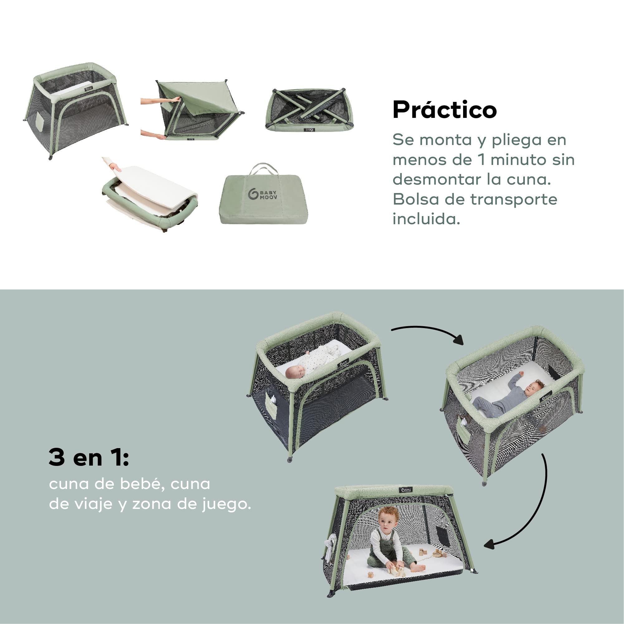 Babymoov Cuna de viaje 3 en 1 Moov and Comfy