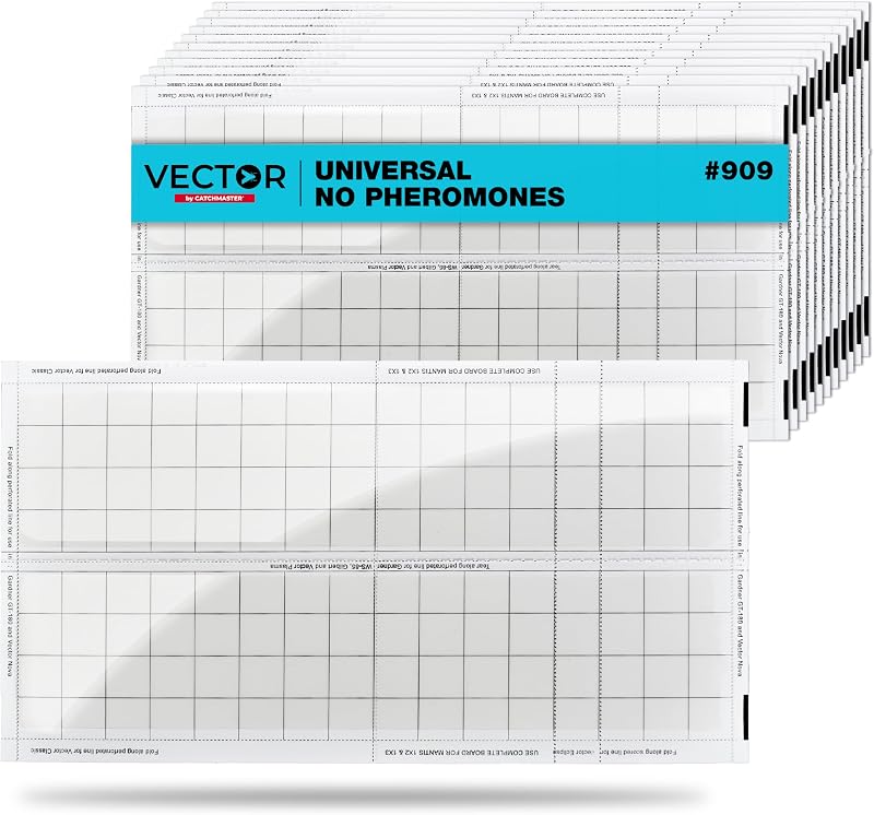 Vector Universal Replacement Glue Boards White, UV Light Fly Trap For Home, Unscented Gnat Traps for House, UV Lamp Insect & Mosquito Killer Refill, Adhesive Bug Light Boards, 12-Pack