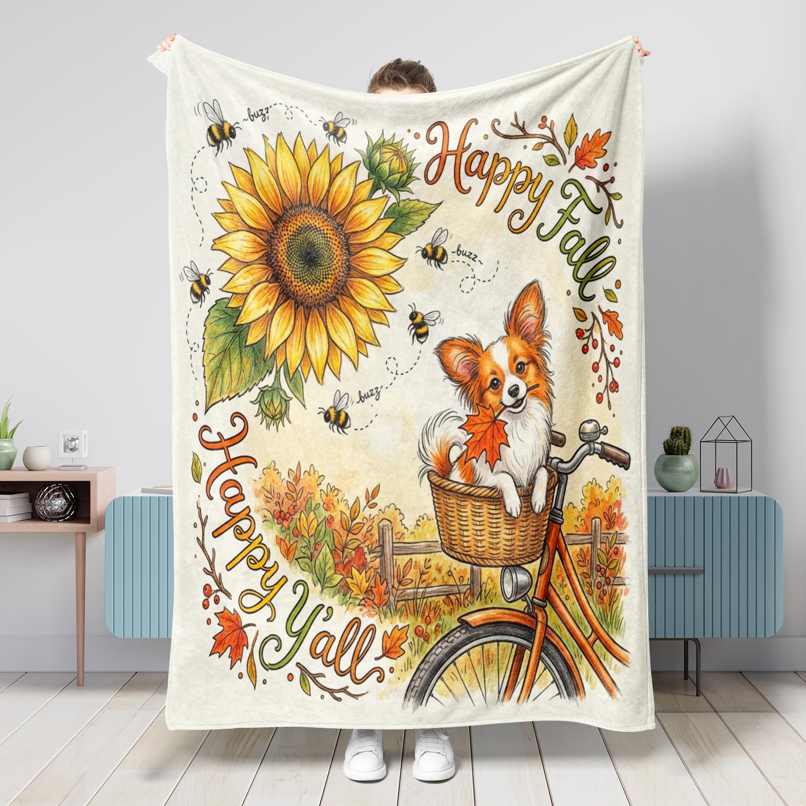 Couverture pour très grand lit motif papillon aquarelle pour canapé salon et voyage