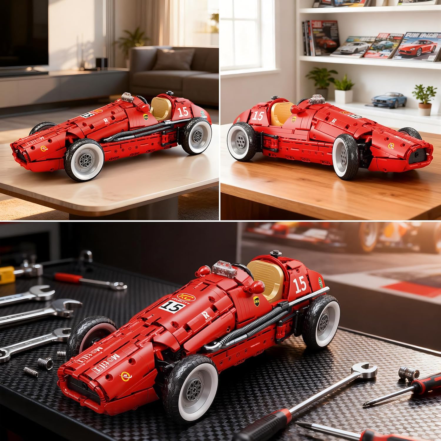 Reobrix F1 Car Building Set for Adults, Retro Formula Racing Model Kit, Classic 1:8 Scale Collectible Race Car Building Blocks Kit for Home & Office Decor, Creative Gifts for Adults Teens,1809 Pcs