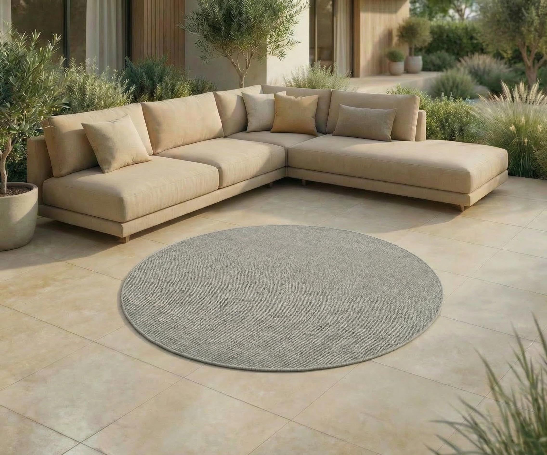 Jimri In- & Outdoor Teppich - Wetterfester Teppich für Balkon, Terrasse, Garten, Wohnzimmer, Küche - Strapazierfähiger Bodenteppich, Widersteht UV-Strahlen & Wasser