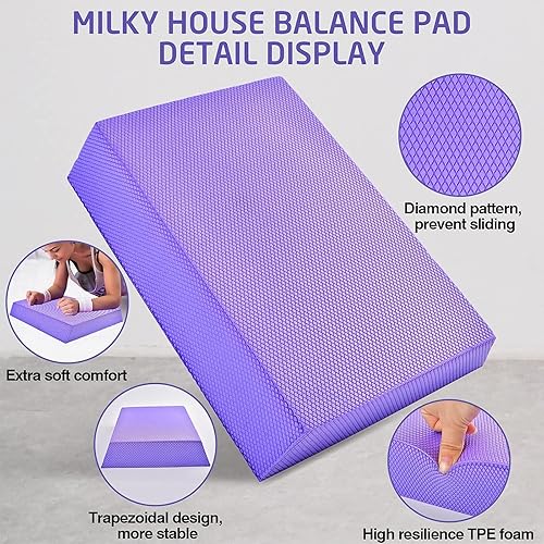 Miniatura 4 de Almohadillas de espuma de equilibrio, tabla de yoga para ejercicios de equilibrio, alfombrilla acolchada de rodilla, entrenamiento de fitness para