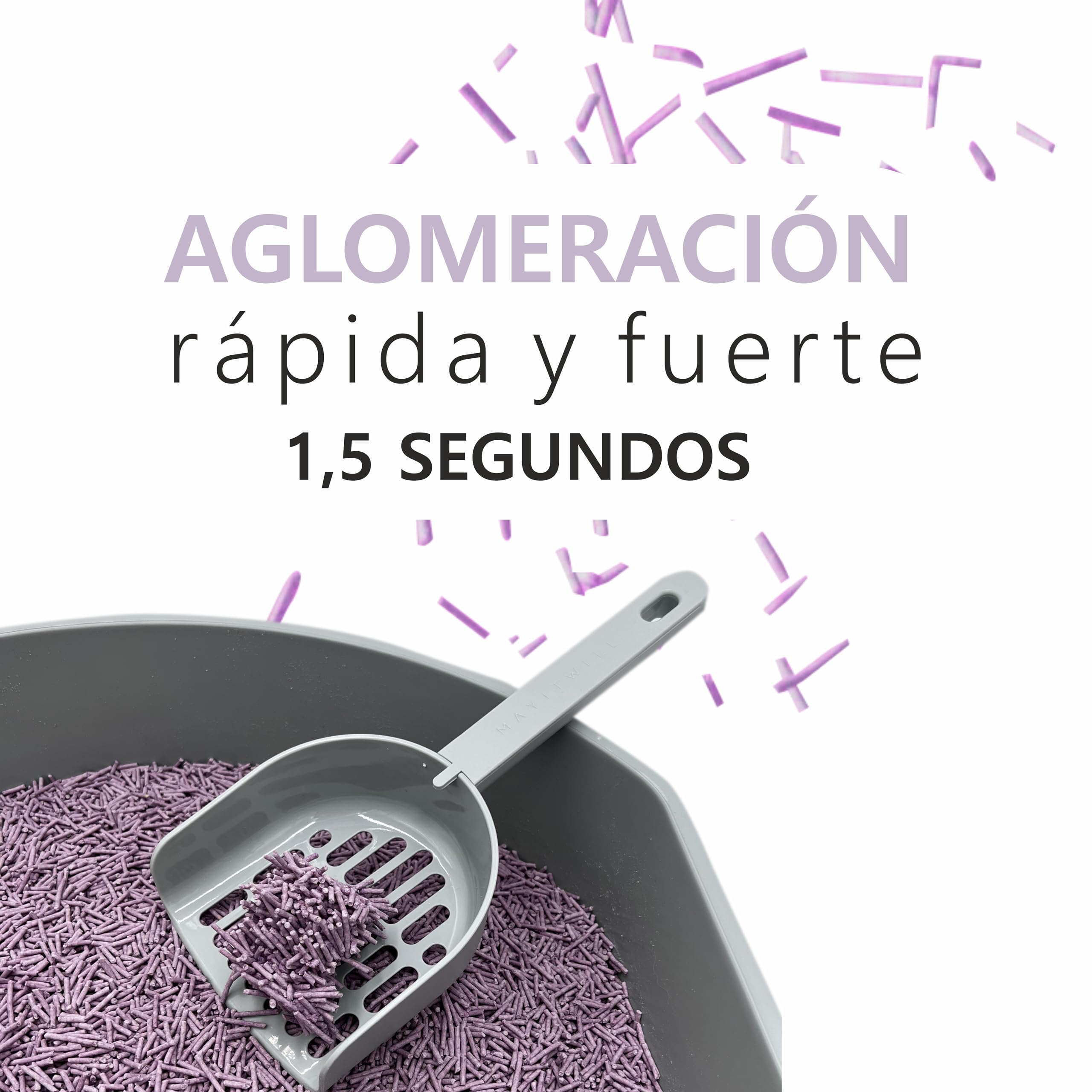 Arena de Tofu para Gatos (18L/7,5Kg) - Natural y Biodegradable - Aglomerante Instantáneo, Bajo en Polvo, Control de Olores Duradero, Ultra Absorbente, Desechable en el Inodoro (Lavanda)