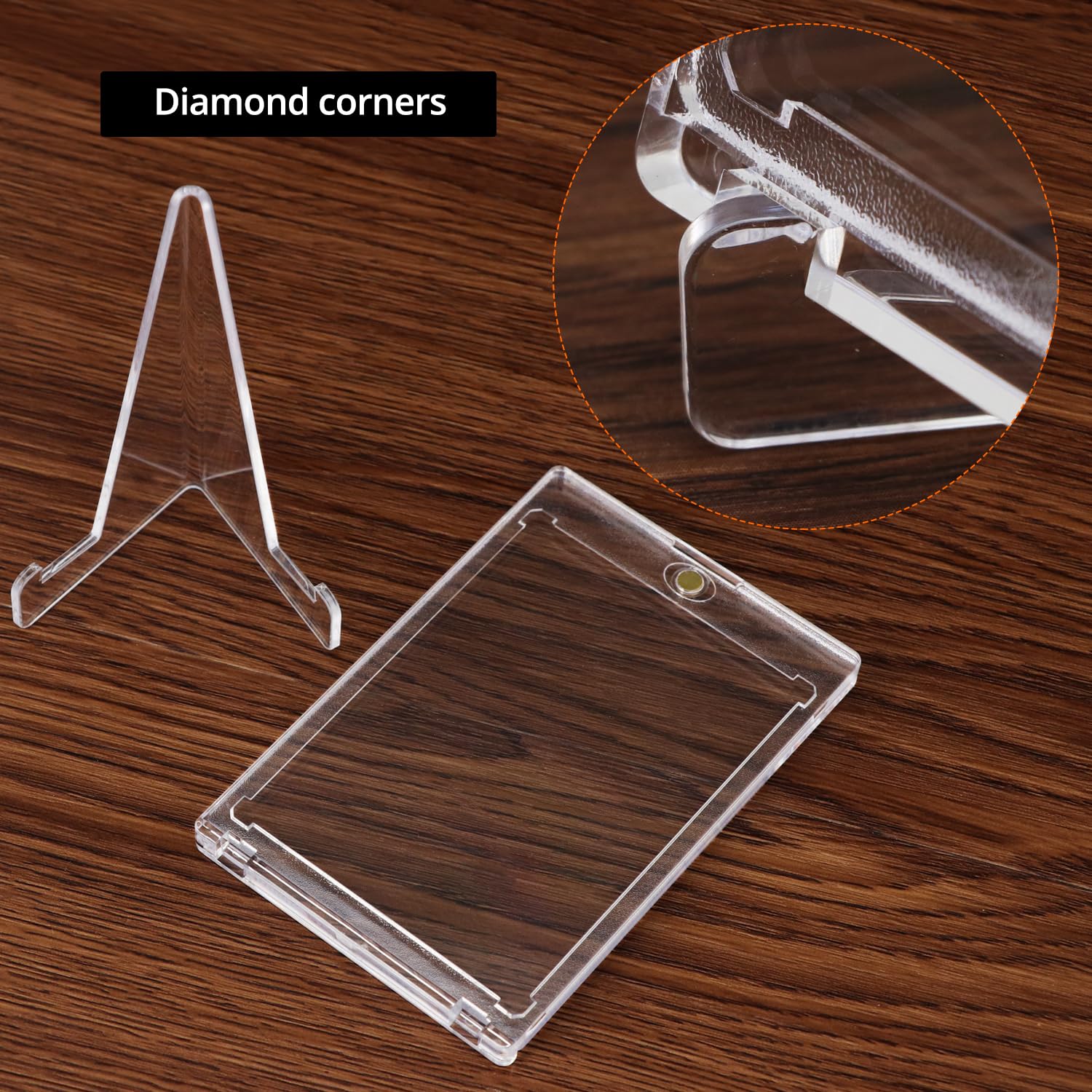 QWORK® 5Pcs 35PT Magnetic Card Holder, Sports Card Protectors with 5 Stands, Acrylic Card Case Hard Protective - Image 4