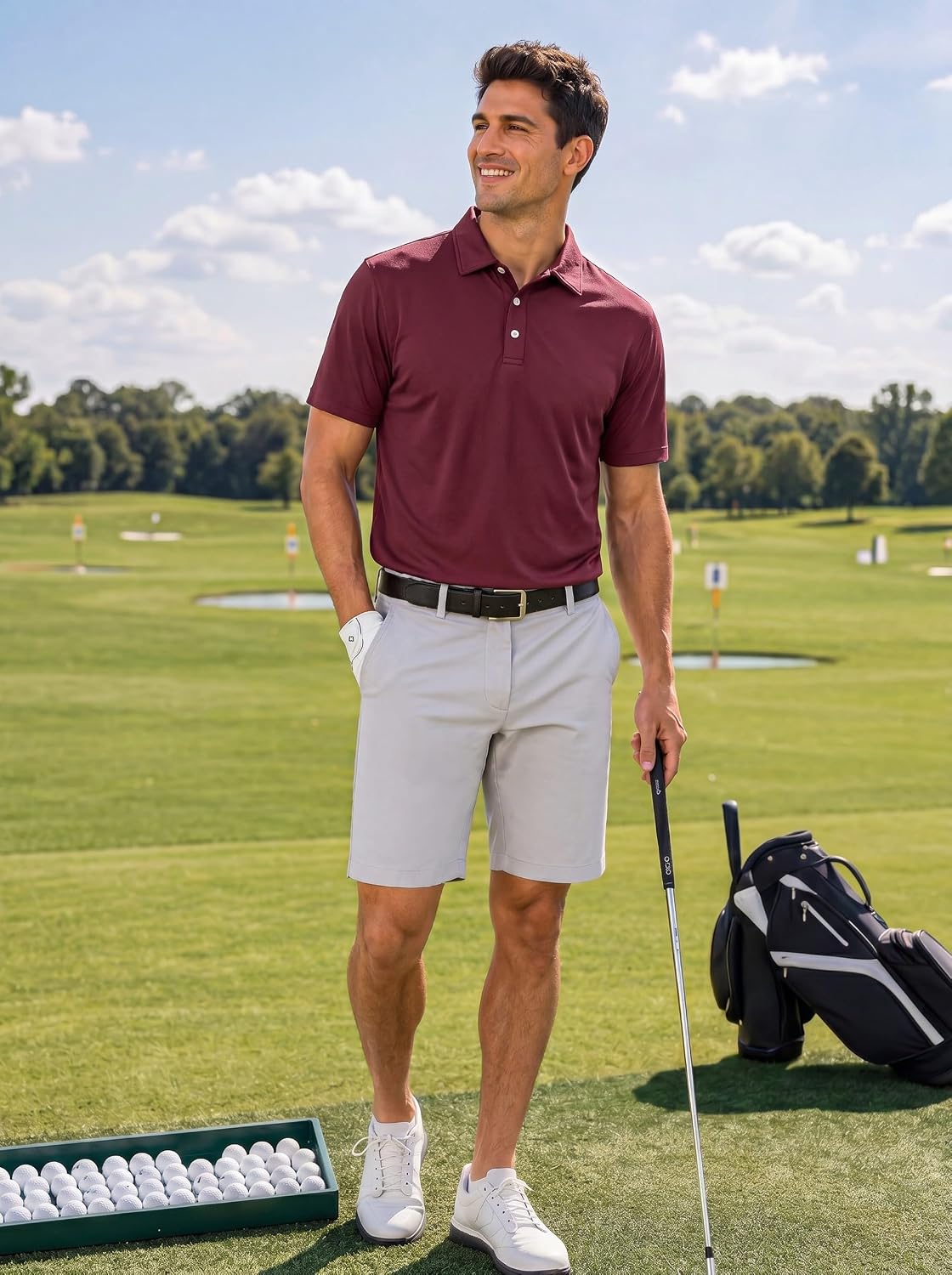 Boladeci Men's Polo Shirts Short Sleeve Quick Dry Lightweight Performance Polo Golf Shirts for Men Work Casual Travel