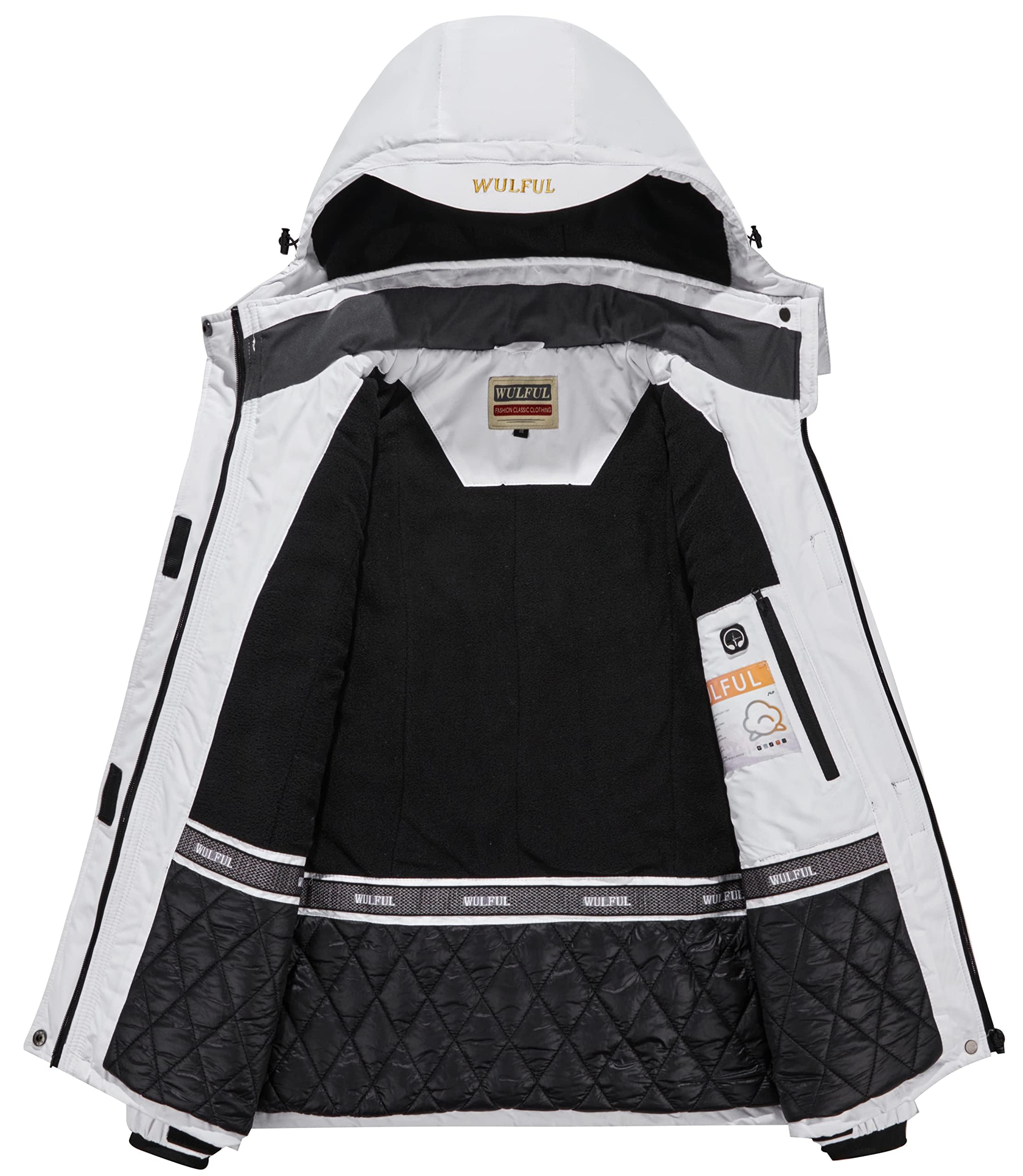 WULFUL Women’s Waterproof Snow Ski Jacket Mountain Windproof Winter Coat with Detachable Hood