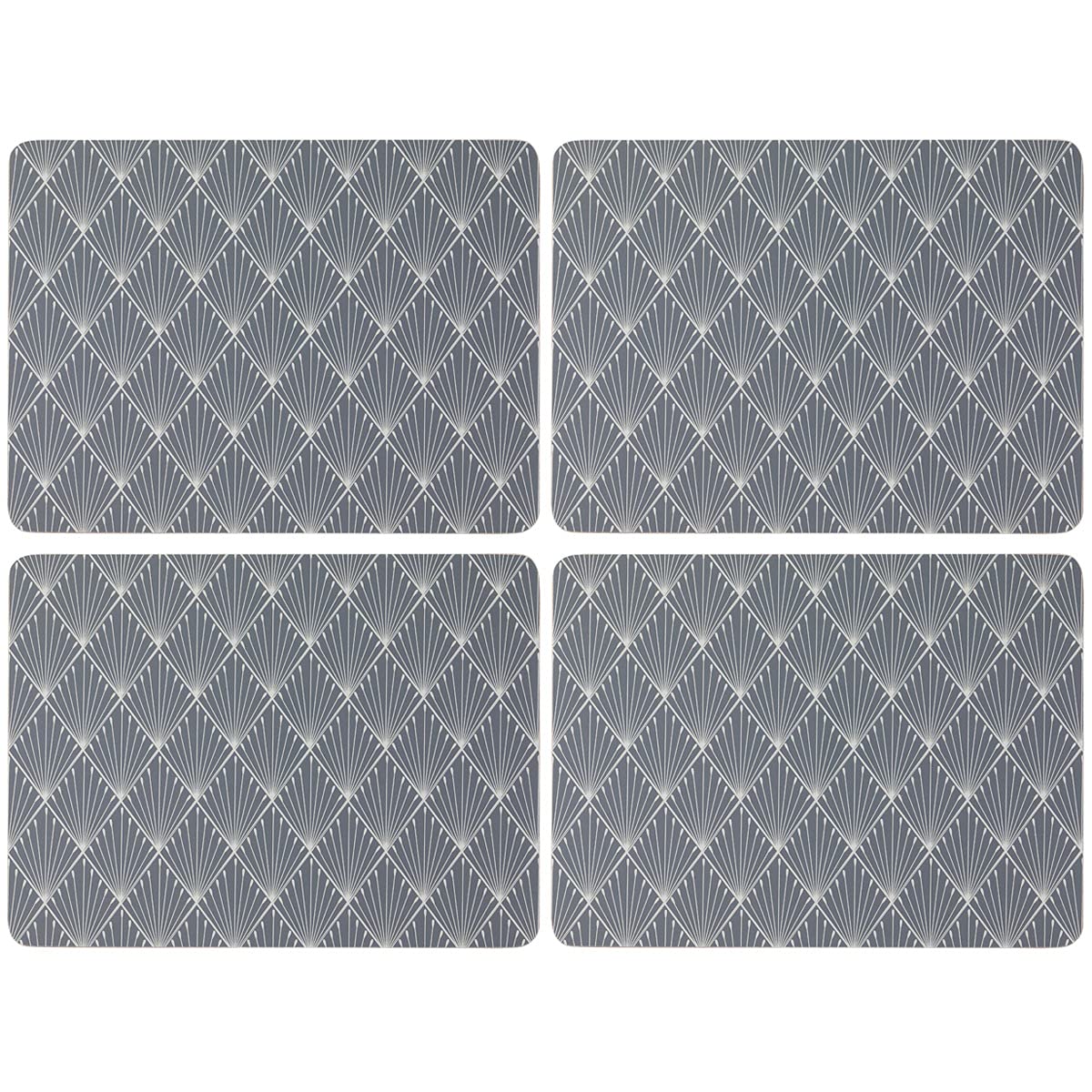 English Tableware Company Geometric Set of 4 Placemats – Cork Backed Dining Table Mats – Modern Heat Resistant Place Mats for Kitchen & Dining Table