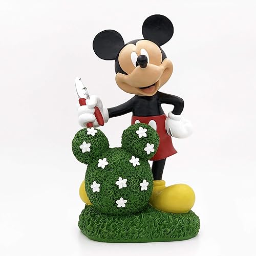 Estatua grande de jardín topiario de Mickey Mouse, producto oficial de Disney, grande de 14 pulgadas de alto y 7 pulgadas de ancho, hecha de resina