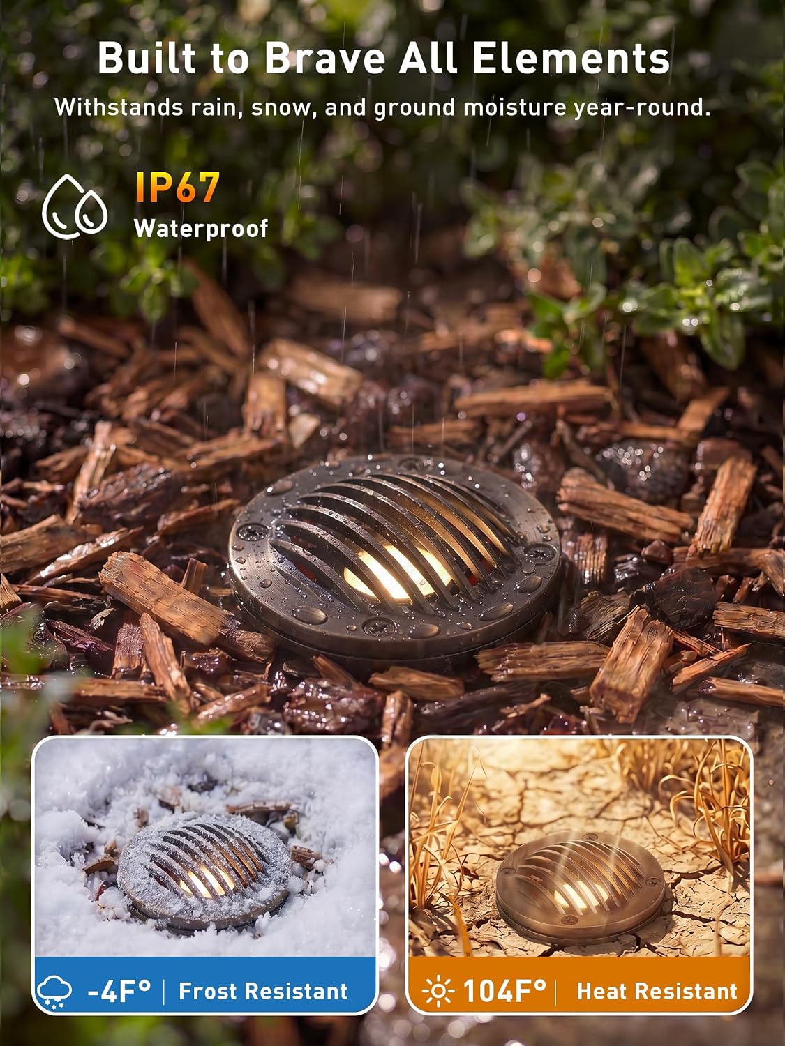 CLOUDY BAY [6 Pack] Landscape Well Lights,Brass Outdoor Low Voltage In Ground Light for Deck Pathway with Replaceable 7W MR16 LED Bulbs,Grated Top image 4
