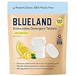 BLUELAND 100% Plastic-Free Dishwasher Detergent Tablets, 120 Count, Lemon Zest Scent, Eco Friendly Dishwashing Pods, Natural, USDA Certified biobased