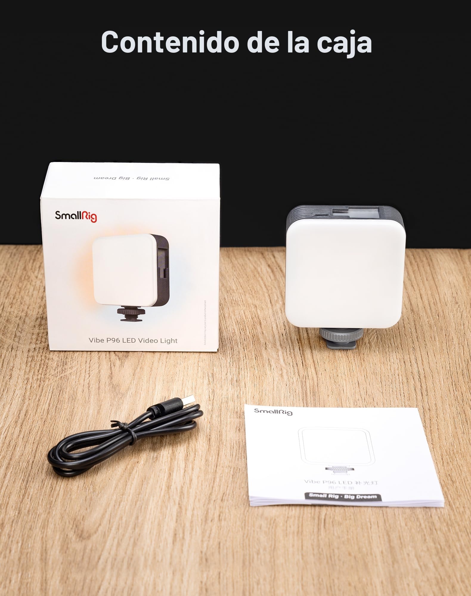 SMALLRIG P96 Luz de Video LED, Luces LED Portátiles para Cámaras, 96 Perlas LED para Iluminación de Video y Fotografía, Panel Recargable 2200mAh CRI95+ 2700-6500K - 3286BC