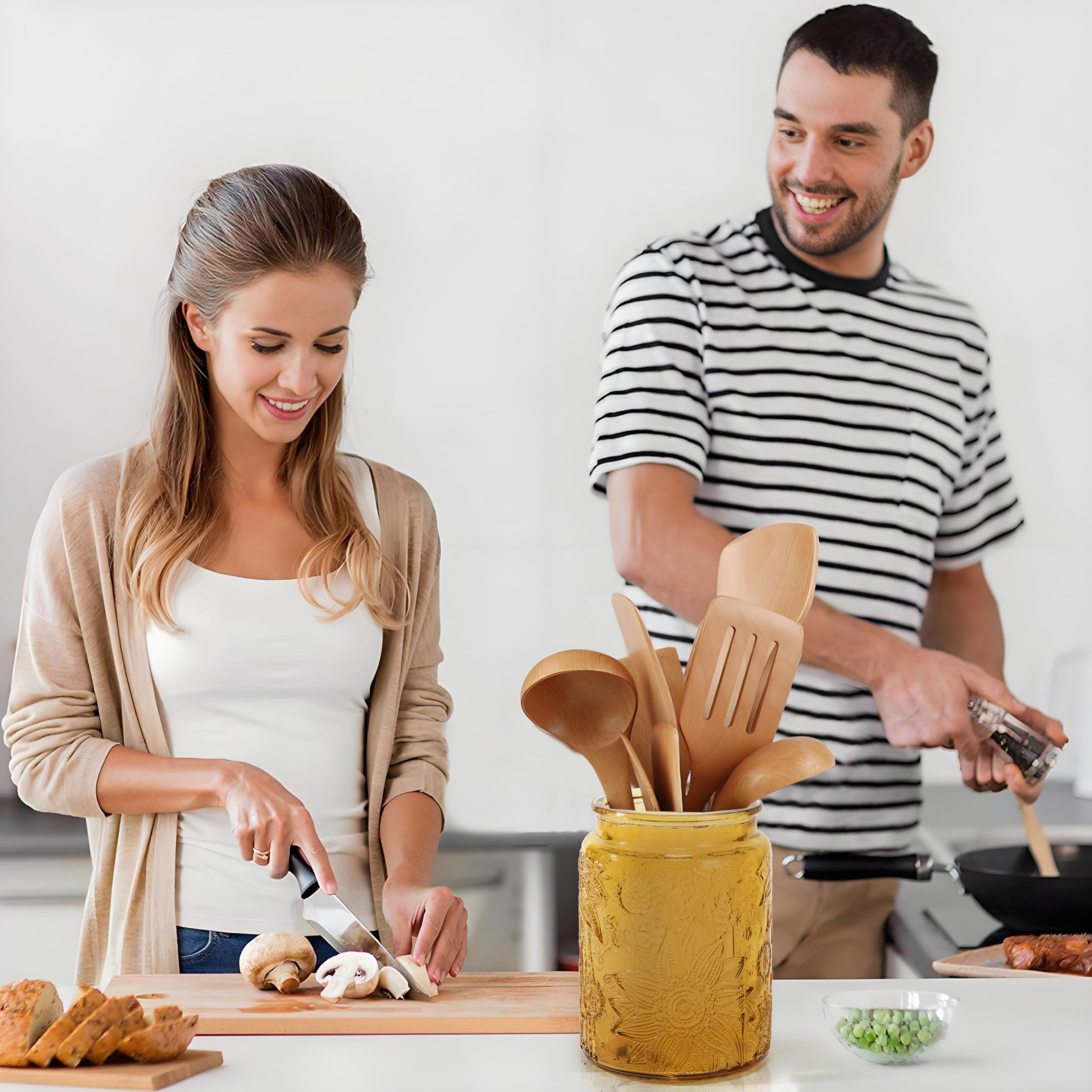 Paquete de 2 tarros de almacenamiento de vidrio con tapa, 23.7 onzas líquidas de capacidad, recipientes de almacenamiento de alimentos de vidrio para dulces, café, granos de té, avena 6