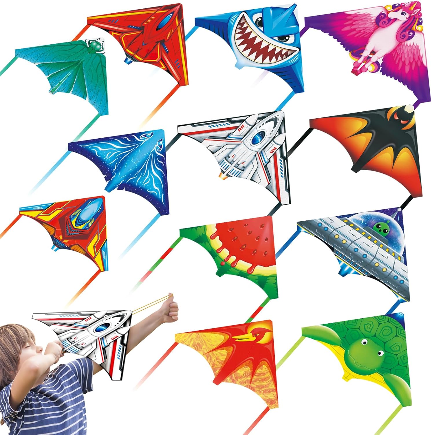 12 Pack Mini Finger Launcher Kite for Kids Adults Easy to Fly and Assemble,Great Gift for Beach Trip Yard Outdoor Activites Game