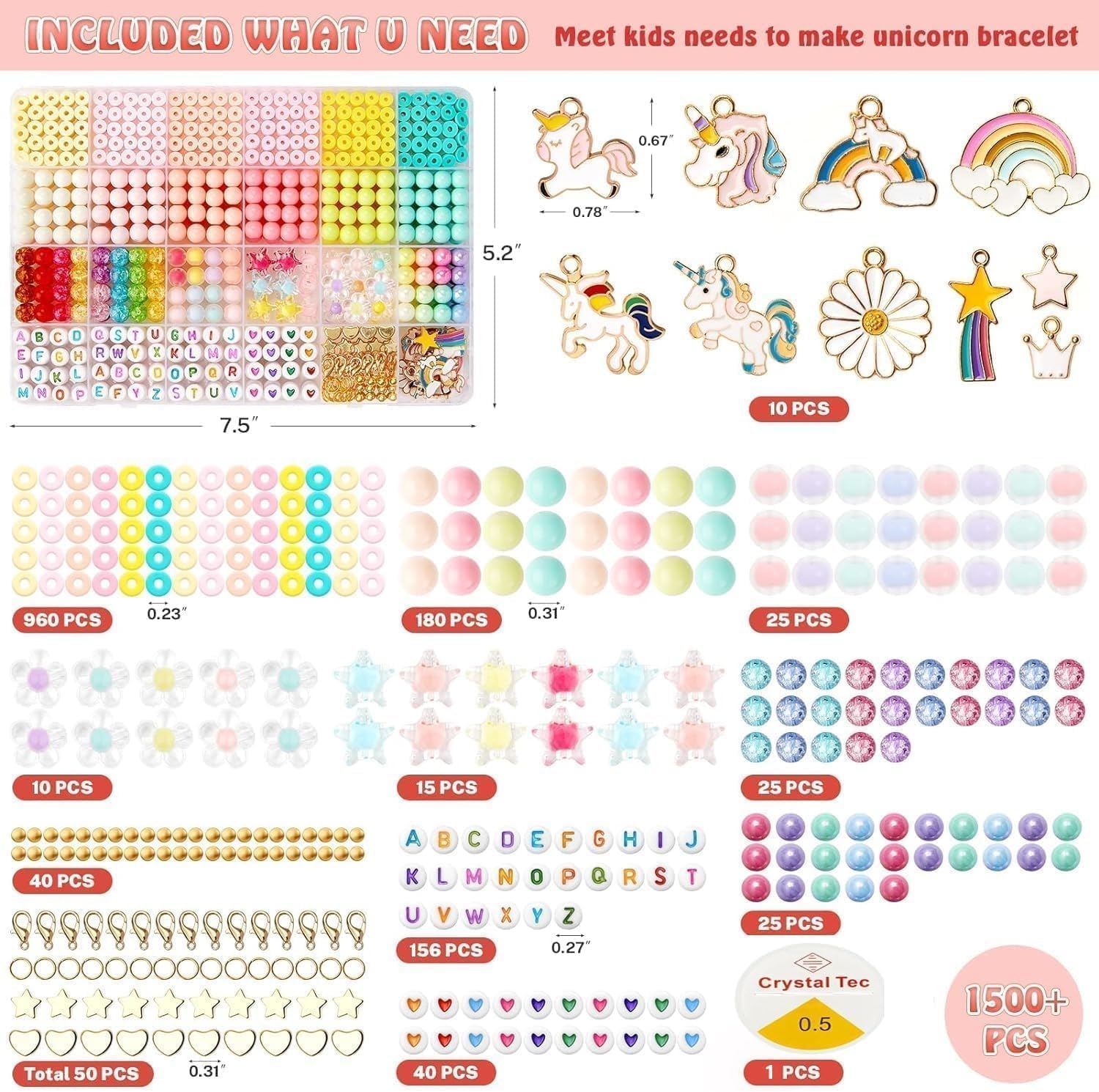 Clay Beads Bracelet Making Aesthetic Kit | Polymer Heishi Beads | Preppy Letter Beads Set | DIY Friendship Bracelet Kit with Pearls | Charms | Jewelry Making Set for Girls | Creative Gift Box