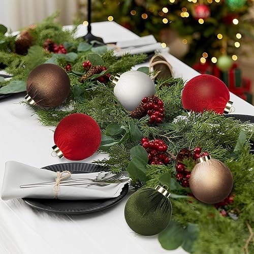 Miniatura 6 de Trytuny Adornos de bola de Navidad, paquete de 15 adornos colgantes de terciopelo de 3.15 pulgadas para árbol de Navidad, adornos colgantes de
