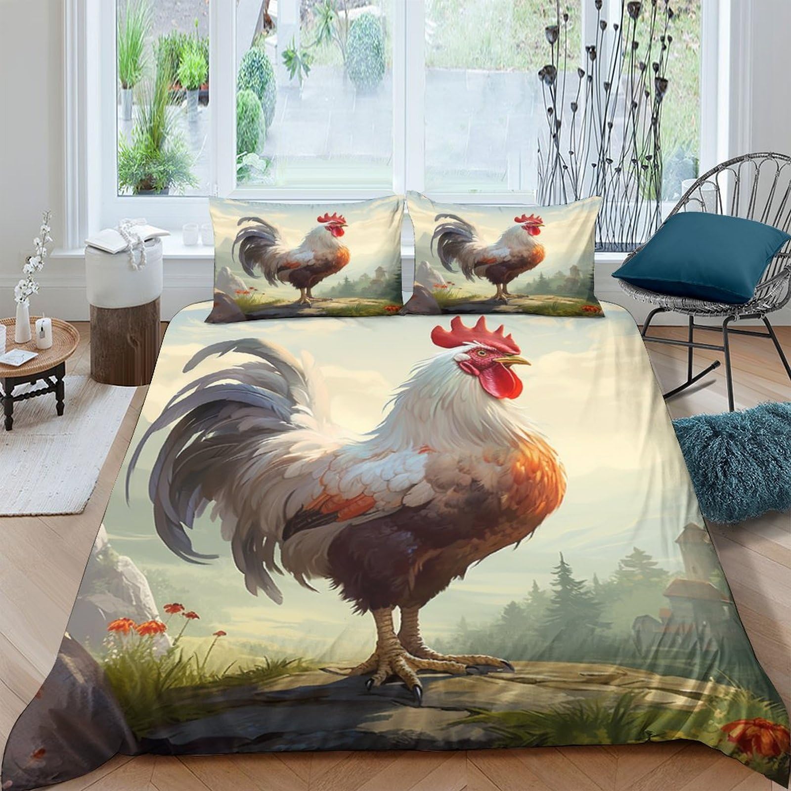 Parure de lit coq facile d'entretien pour un couchage d'ado doux et sain