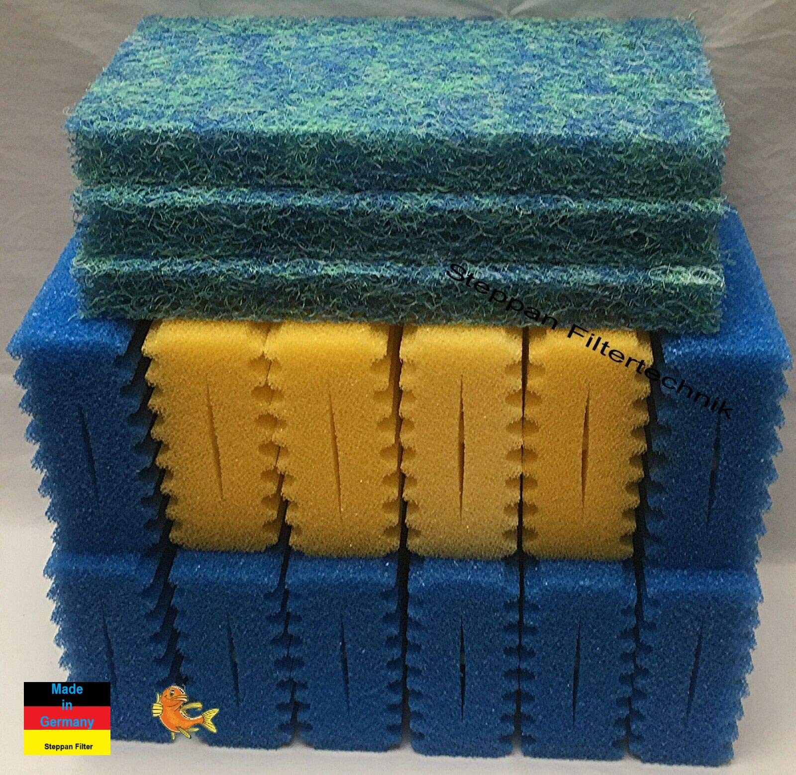 Filterschwämme 8x blau 4x gelb Biomatten 3 Stück für SunSun CBF 350 C Bio