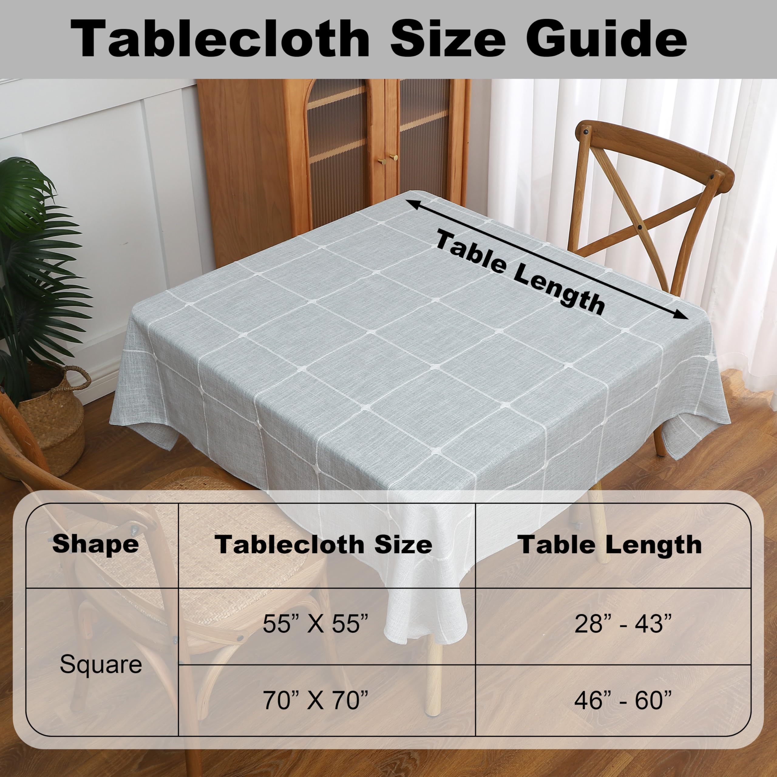 Gernaice Nappe Ovale à Carreaux Brodée à Carreaux De Style Rustique - Anti- Poussière, Infroissable - Lavable - Pour Fête, Cuisine, Salle à Manger, Pique-nique - Blanc - 132 X 178 Cm