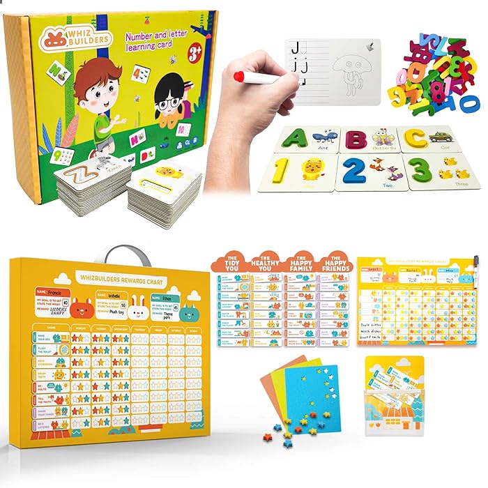 Buy Alphabet and Number Flash Cards Games with Wooden Tile & Behavior
