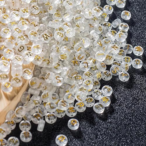 Miniatura 10 de ToBeIT - 1000 cuentas de letras de acrílico con forma de alfabeto, cuentas redondas de 4X7mm, cuentas blancas, accesorios de joyería, abalorios