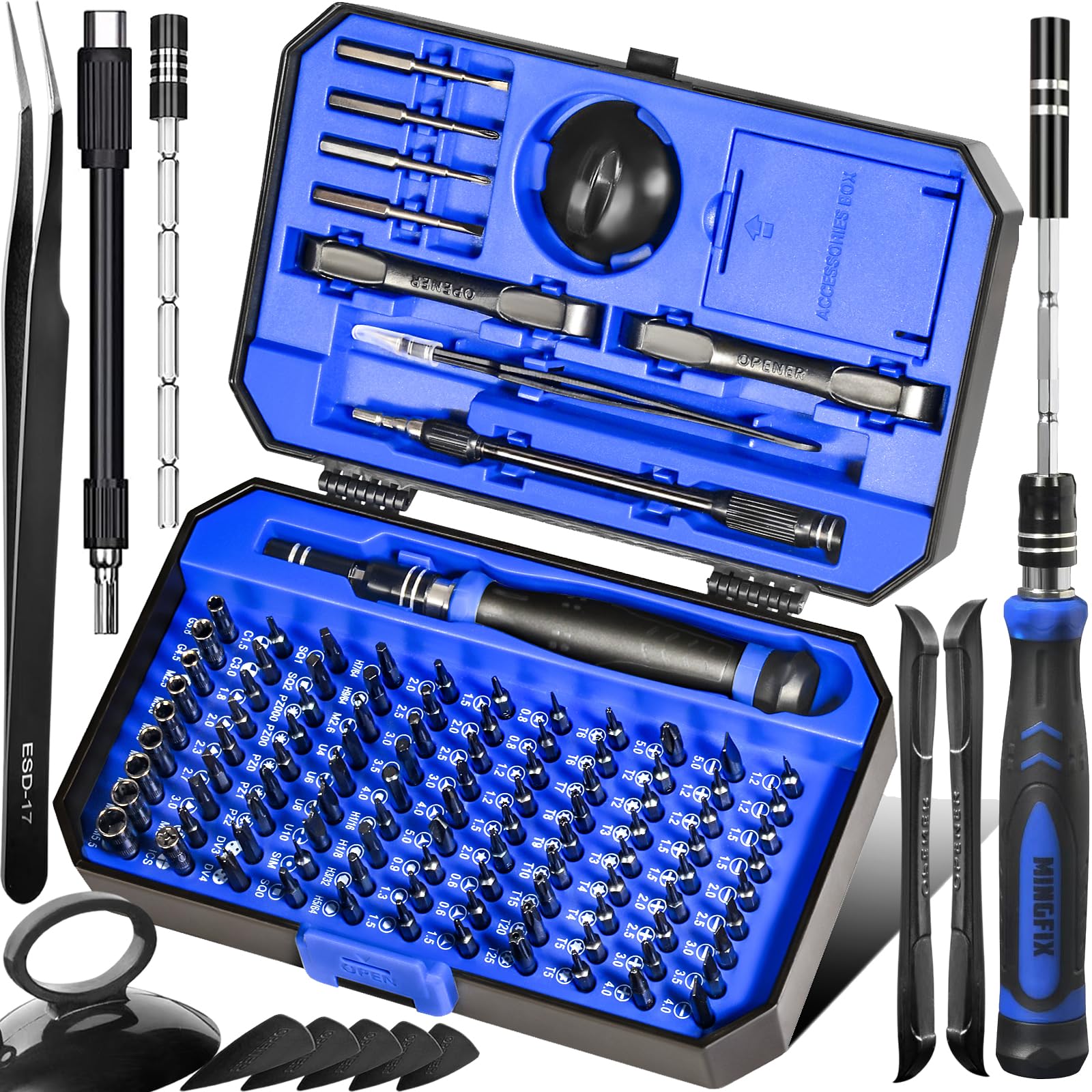 Small Precision Screwdriver Set with 103 Multi Bits, MINGFIX 115 in 1 Magnetic Repair Tool Kit for MacBook,Laptop,PC,Computers, iPhone, Electronics,PS5,PS4,Nintendo Switch, Xbox,Watches & Eye Glasses