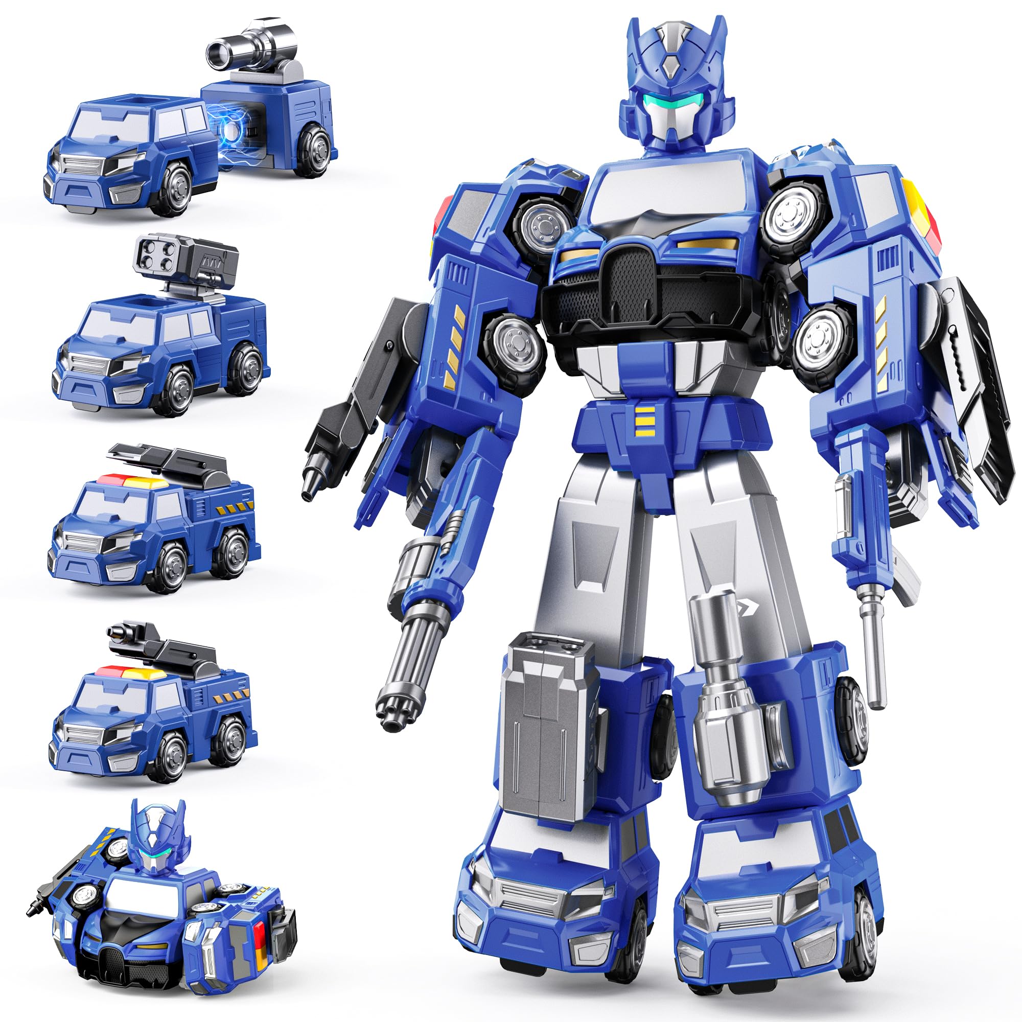 VEEVIFUN Transforming Toys for 6 Year Old Boy Gifts,Magnetic Transform Robot 5 Year Old Boys Gift, Engineering Truck Toys for 8 Year Old Boy,STEM Educational Boys Age 4-7 6-8