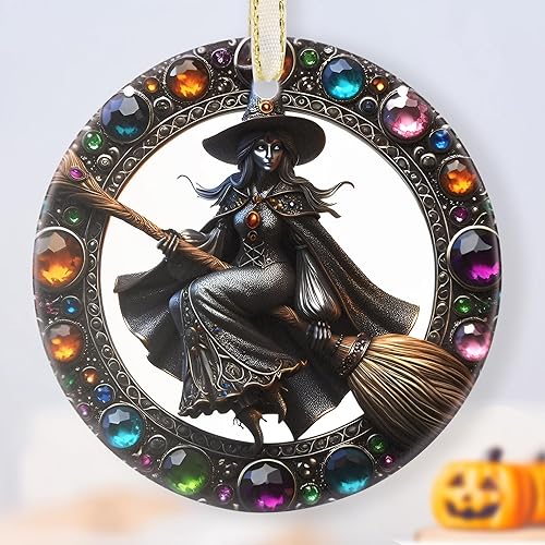 Miniatura 9 de Adornos colgantes Touber para Navidad - Adornos para árbol - Gato negro en noche oscura Gato negro en la noche oscura,Bruja mágica,Luna Gato