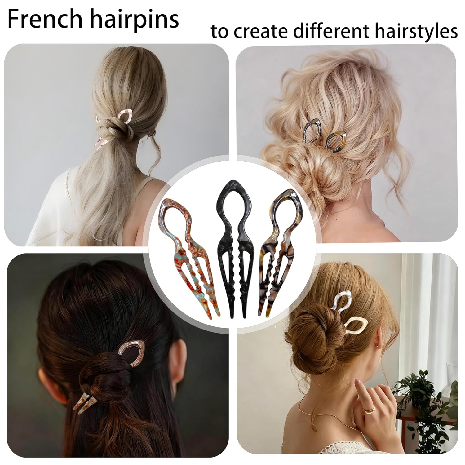 3PCS Prestige French Hair Pin for Women,French Hair Pin for Thin Thick Hair,Double-notch Locking Mechanism Anti-loosening Women Hair Accessories Valentine's Day Gifts - Image 5