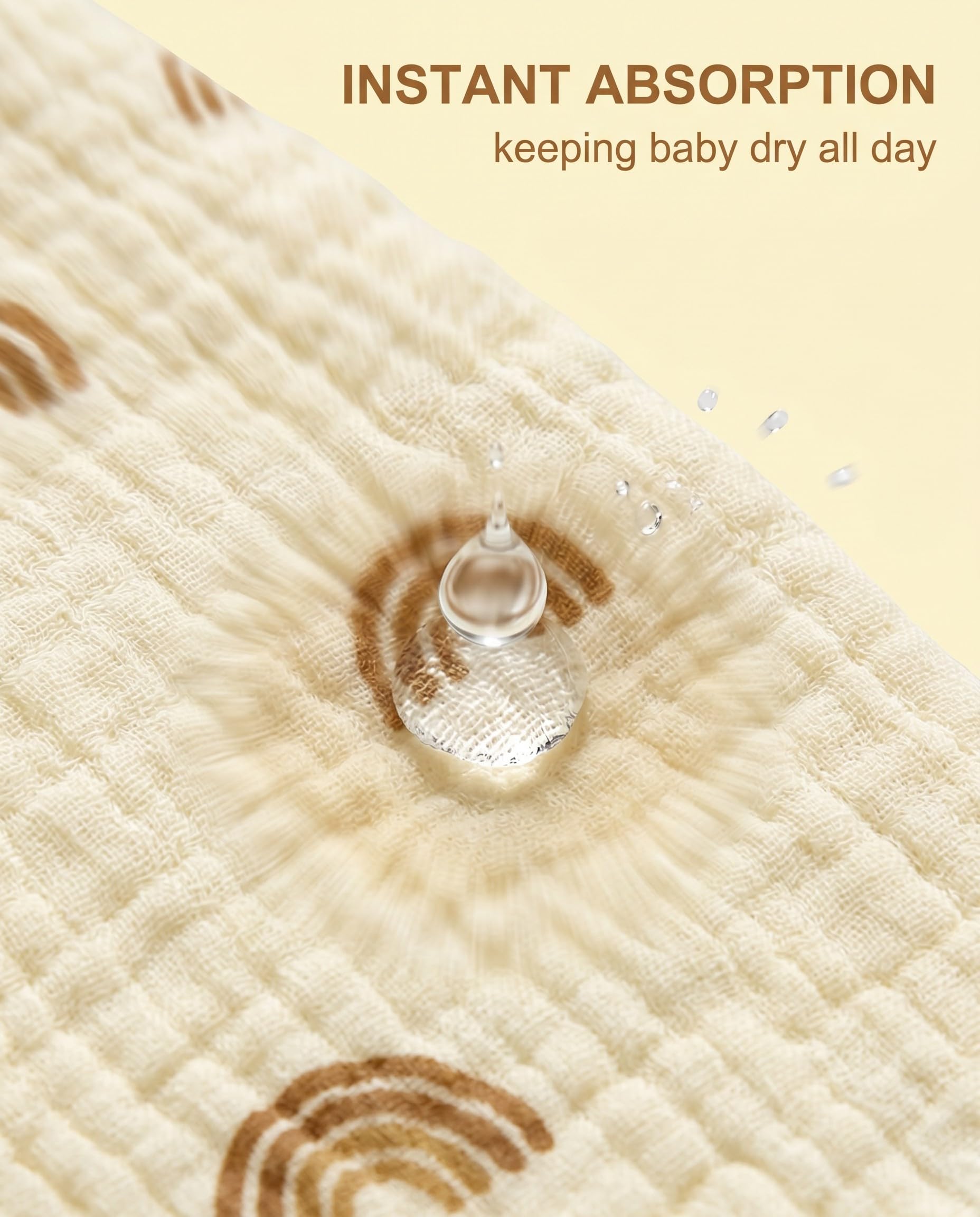 Bavaglini Neonato 100% Cotone Mussola Set Assorbenti Traspiranti Regolabili Orsetto Cuore Arcobaleno Koala