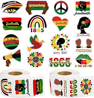 1000Pcs Juneteenth Stickers Roll Freedom Day Sticker Independence Day Celebration Patriotic Circle Decals Decoration Favors American Festival Theme Party Supplies