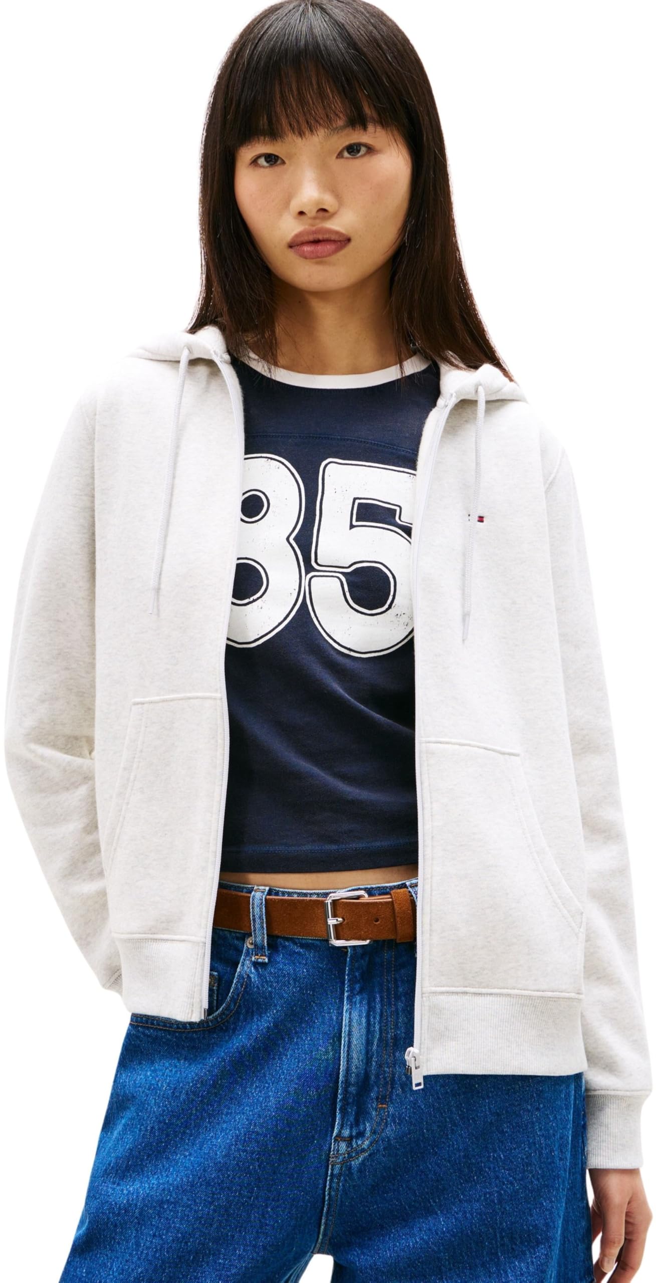 Tommy Jeans Damen Hoodie mit Reißverschluss Zip Thru mit Kapuze