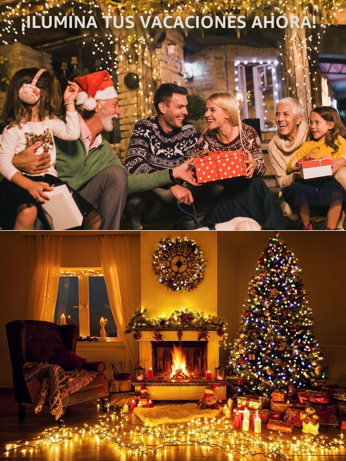 Luces Navidad Exterior 105M 1000 LED Guirnalda Luces Exterior Blanco Cálido | Control Remoto, Temporizador, 8 Modos, IP65, Luz Arbol Navidad Exteriores y Interior, para Fiesta Jardín Balcón