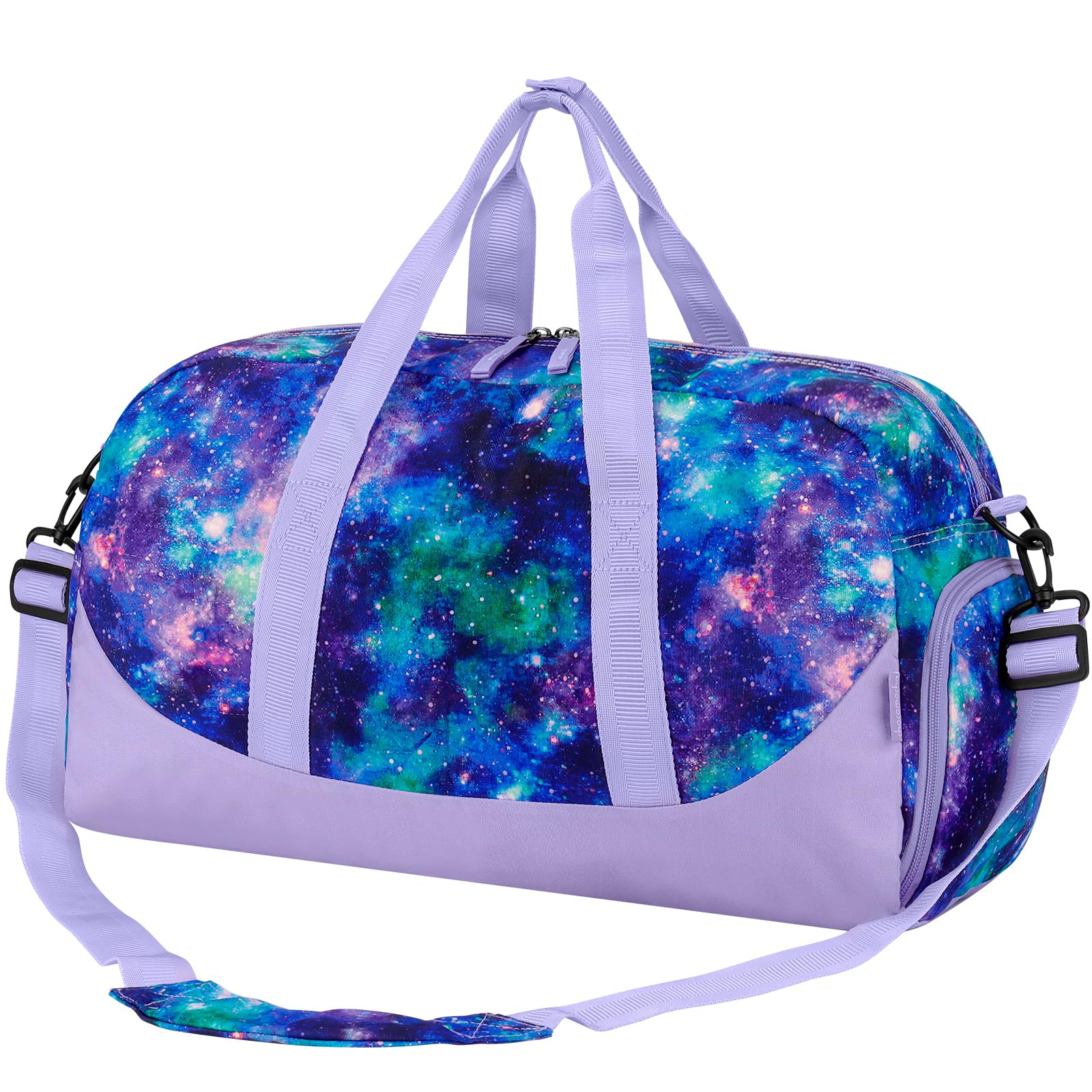 Choco Mocha Duffle Bag Kids Girls - Galaxy Overnight Bags for Kid with Shoes Compartment, Cute Weekender Bag for Sleepover Travel, Purple