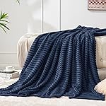 BEDELITE Baby Blankets for Boys Girls 30x 40 - 3D Ribbed Jacquard Cute Fuzzy Fleece Blanket, Warm and Breathable Soft Cozy Infant Toddler Blanket for Newborn All Seasons Suitable, Navy Blue