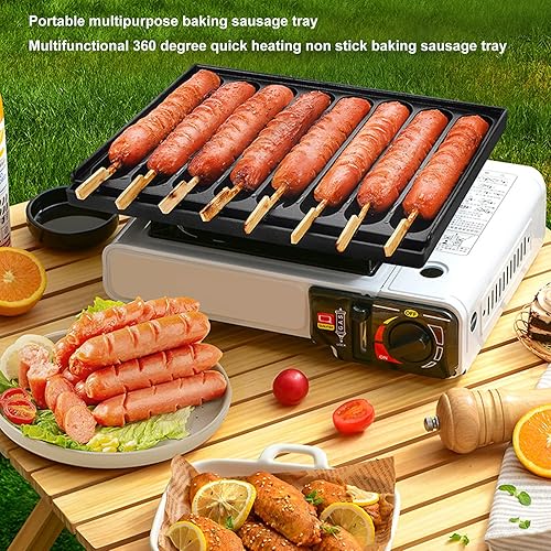 Miniatura 2 de Sartén para asar salchichas de 8 rejillas, bandeja de salchichas para evitar que se pegue, placa de aluminio gruesa, segura y saludable para perros