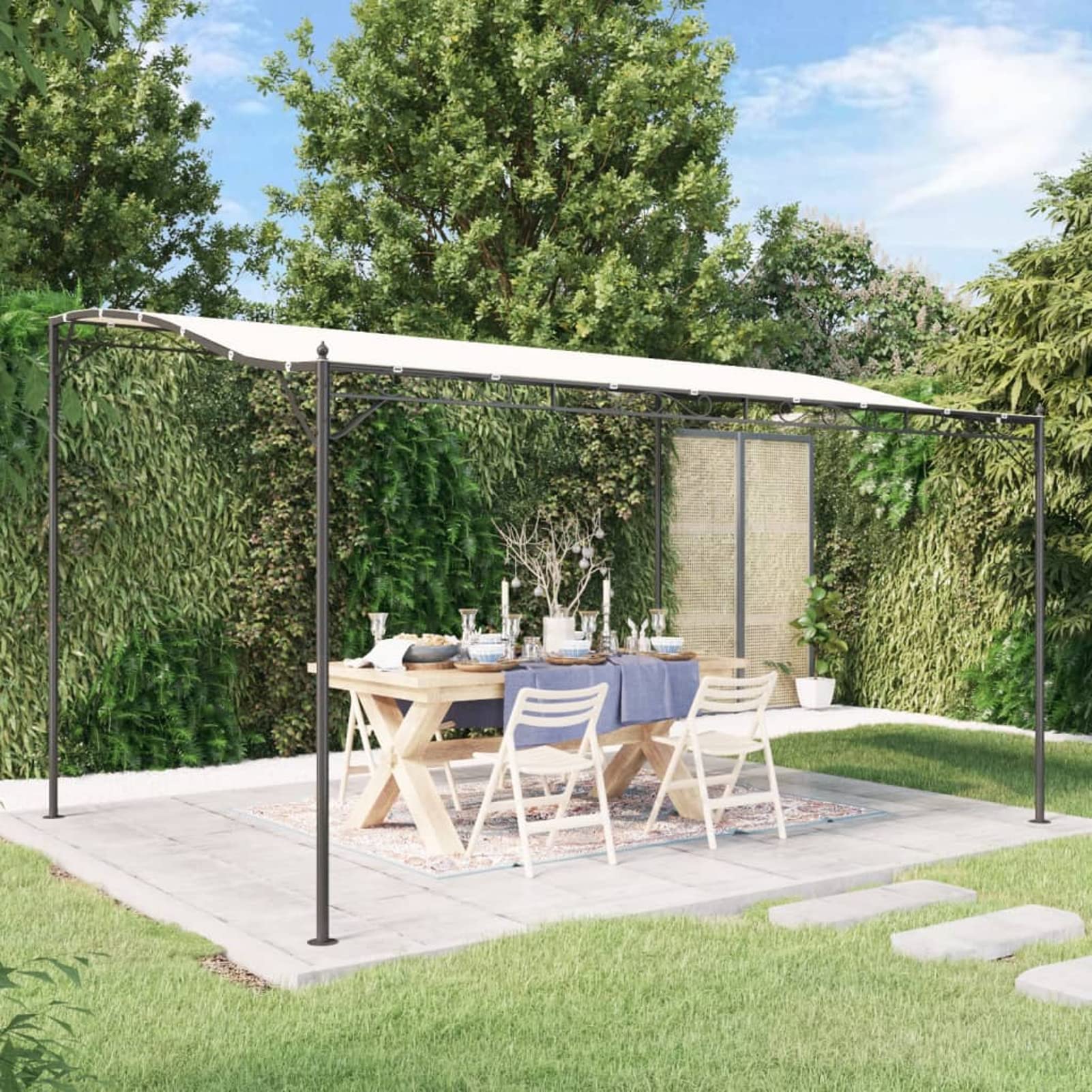 Tonnelle pour barbecue et repas en plein air tente pour fête Tidyard 4x3m crème