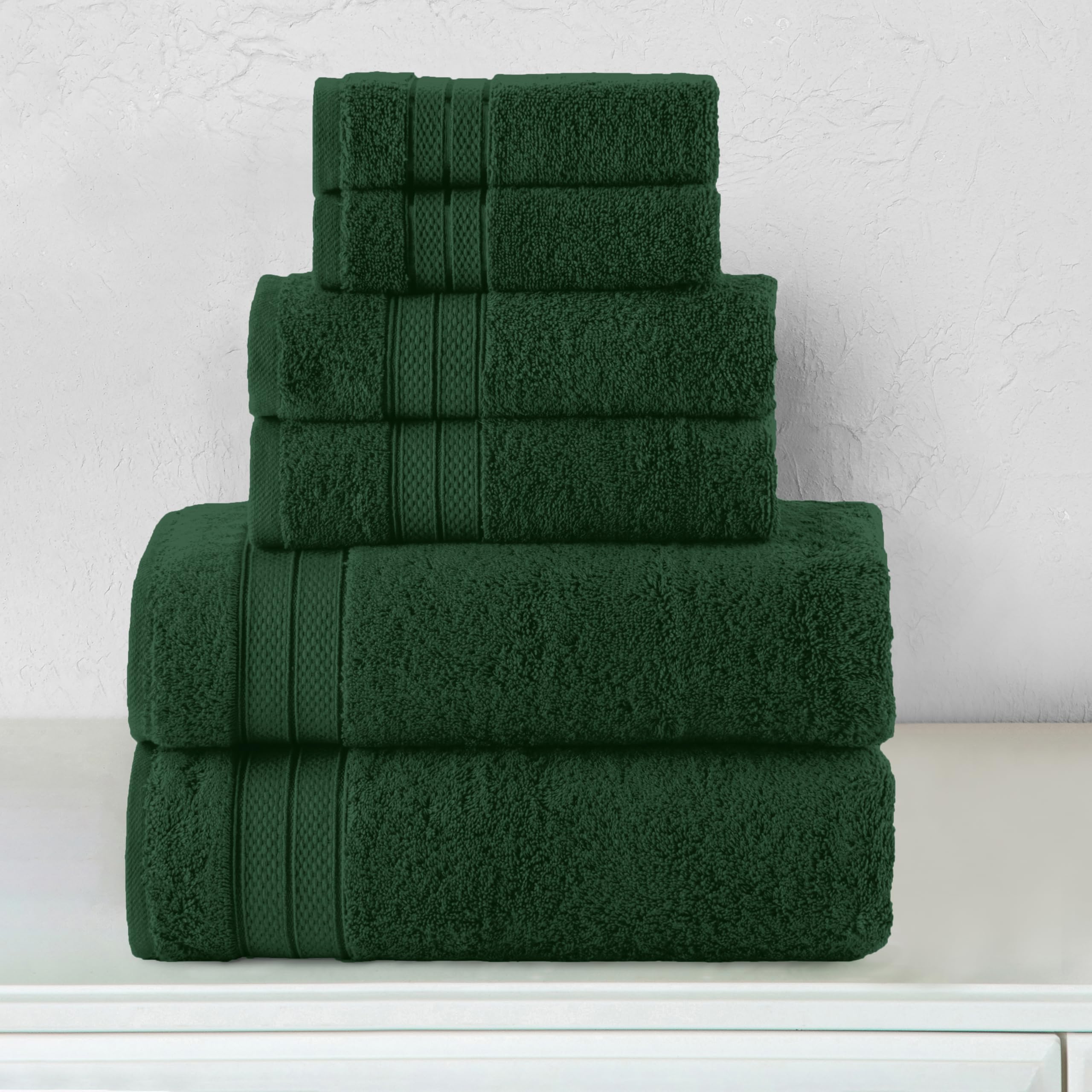 Elegant Comfort Set di 6 asciugamani di lusso, 100% cotone turco, morbido e di alta qualità, design popcorn a tre linee, 2 asciugamani da bagno, 2 asciugamani per le mani e 2 asciugamani da bagno, ad
