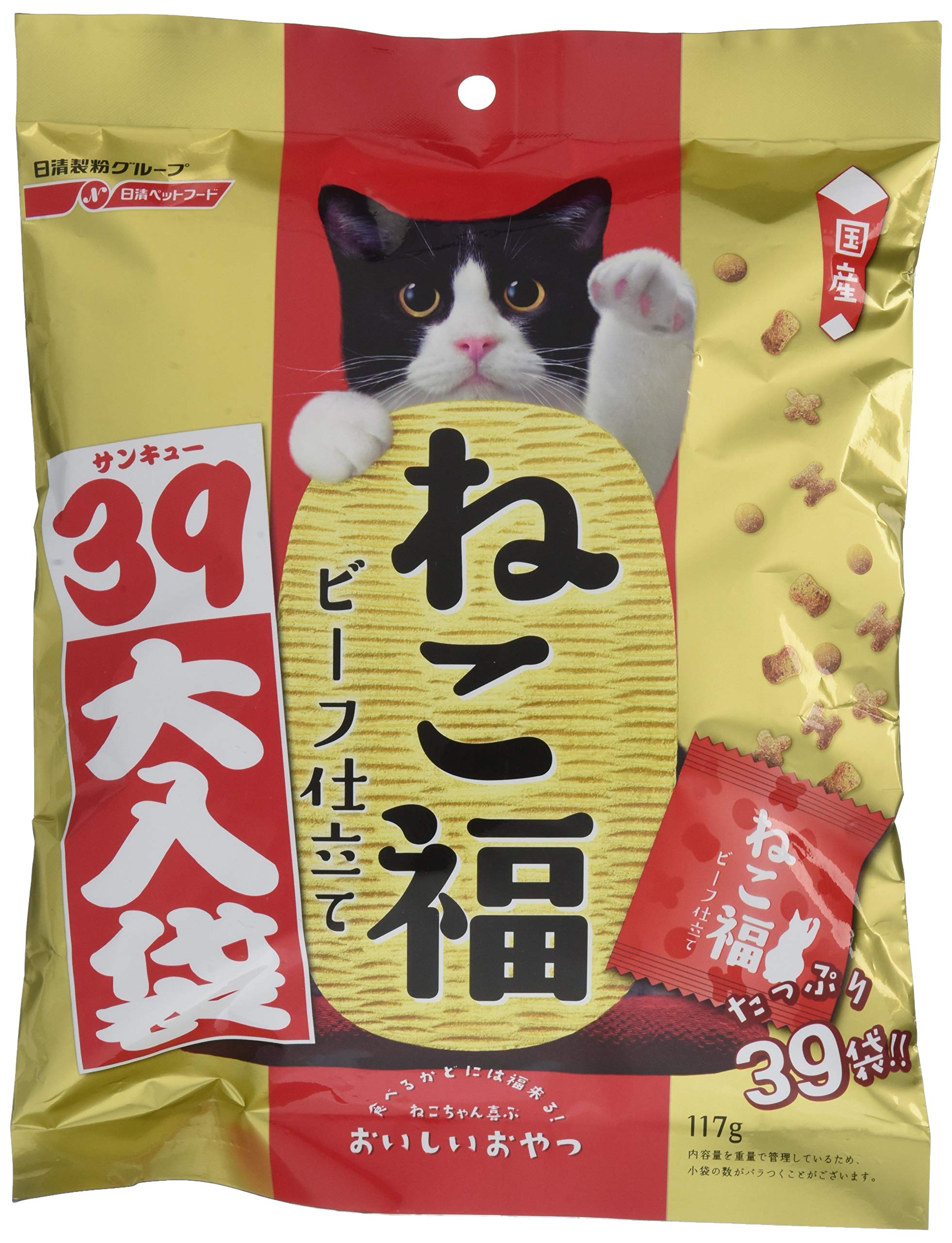 Amazon | ペットライン ねこ福 猫用おやつ 39大入り袋 ビーフ仕立て