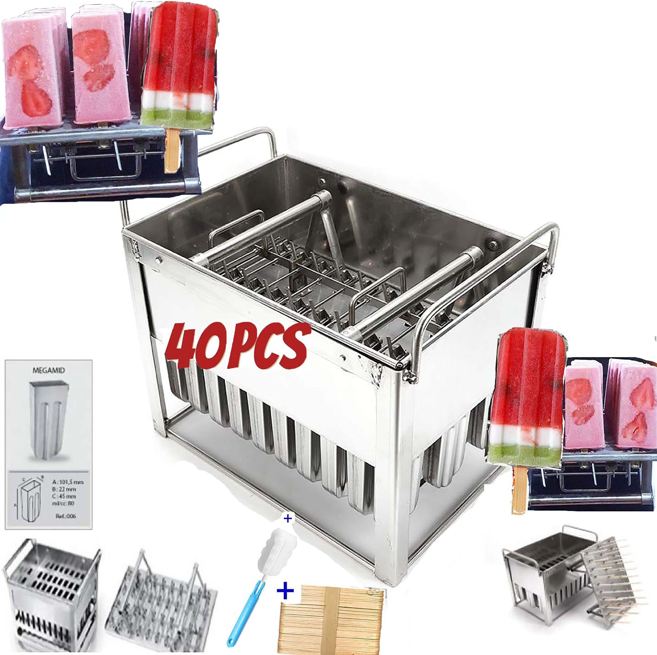 40pcs Stainless Steel Ice Pop Molds - 80ml, Includes 40 Popsicle Molds Metal Ice Lolly Commercial Popsicle Molds machine ice Cream Mold