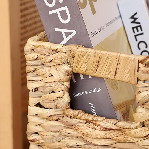 Miniatura 7 de Wicker Waste Basket, Water Hyacinth Hand Woven Trash Can with Handles, Garbage Can for Bathroom, Bedroom, Living Room and Office, 1-Pack