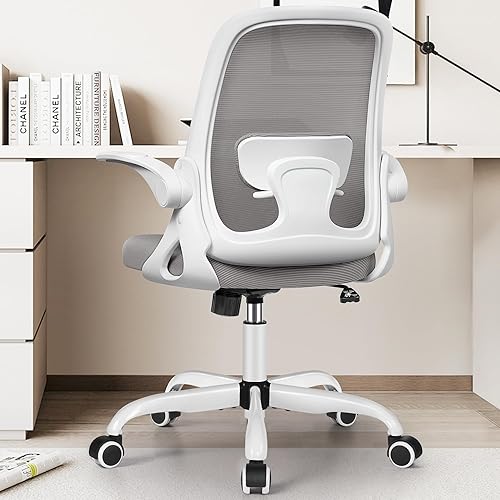 Miniatura 7 de Silla de oficina ergonómicas con soporte lumbar y brazos abatibles, cómoda silla ejecutiva de malla transpirable con tarea giratoria, altura