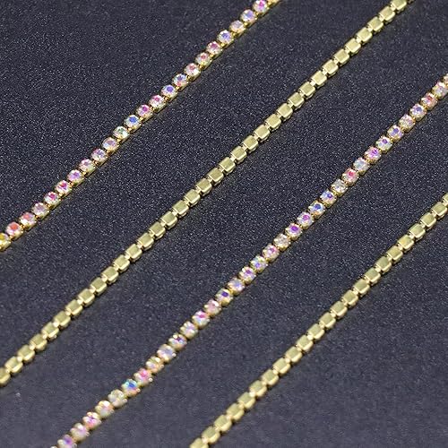 Miniatura 16 de Jerler 10 yardas de diamantes de imitación de cristal SS8.5/0.098 in, cadena de cierre AB para manualidades de costura, ideal para bodas, fiestas