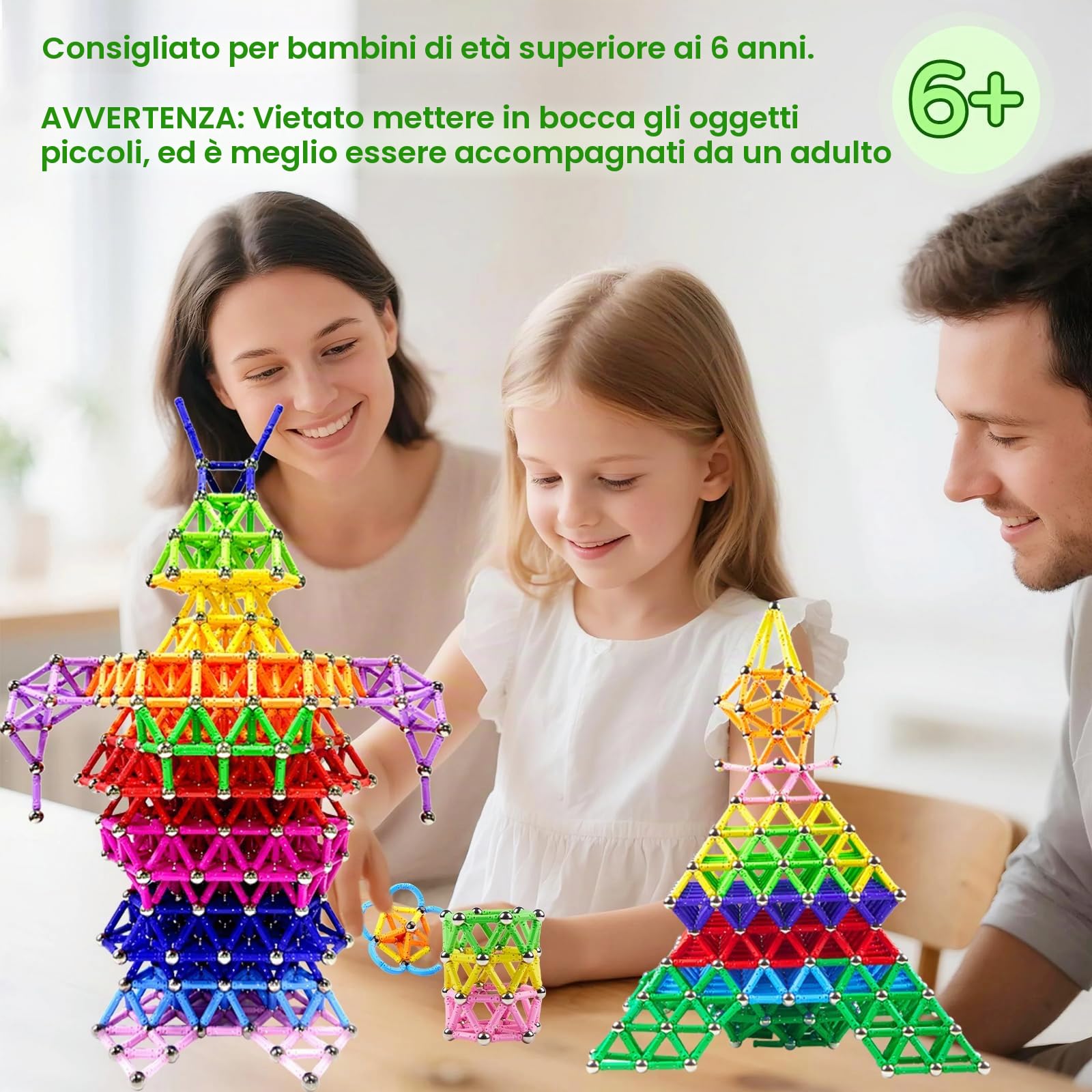 Costruzione Magnetico per Bambini da 244 pcs, Gioco Montessori dai 6 anni +
