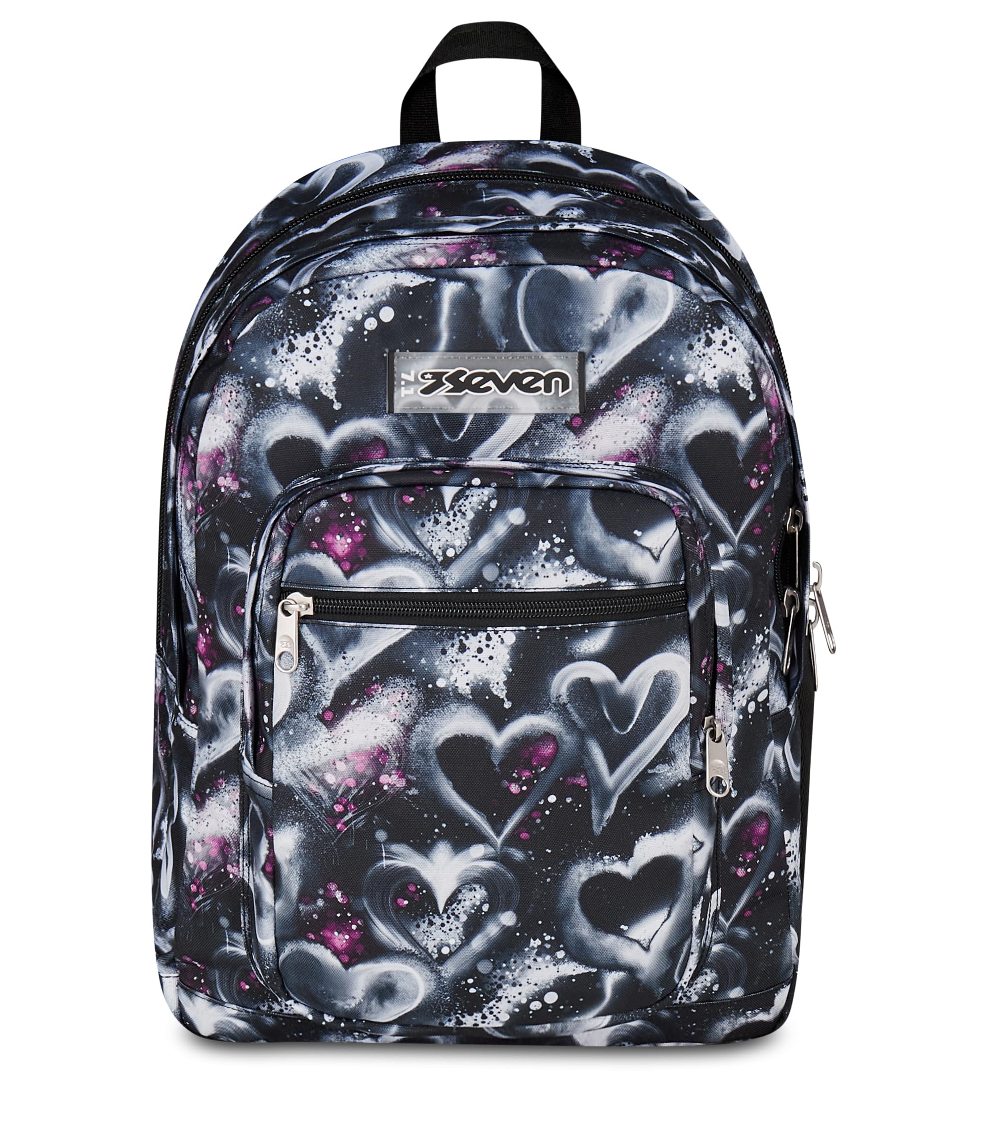 Seven Zaino Scuola FREETHINK, Doppio Scomparto, Nero, 34 L, Scomparto porta pc ablet, Tasche multifunzione, Tasca laterale porta borraccia, Scuola media e superiore, Bambini, Ragazzi