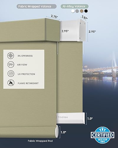 Vista 119 de Yoolax Persiana solar motorizada con control Romote para filtrar la luz, persianas enrollables con visión transparente (gris)