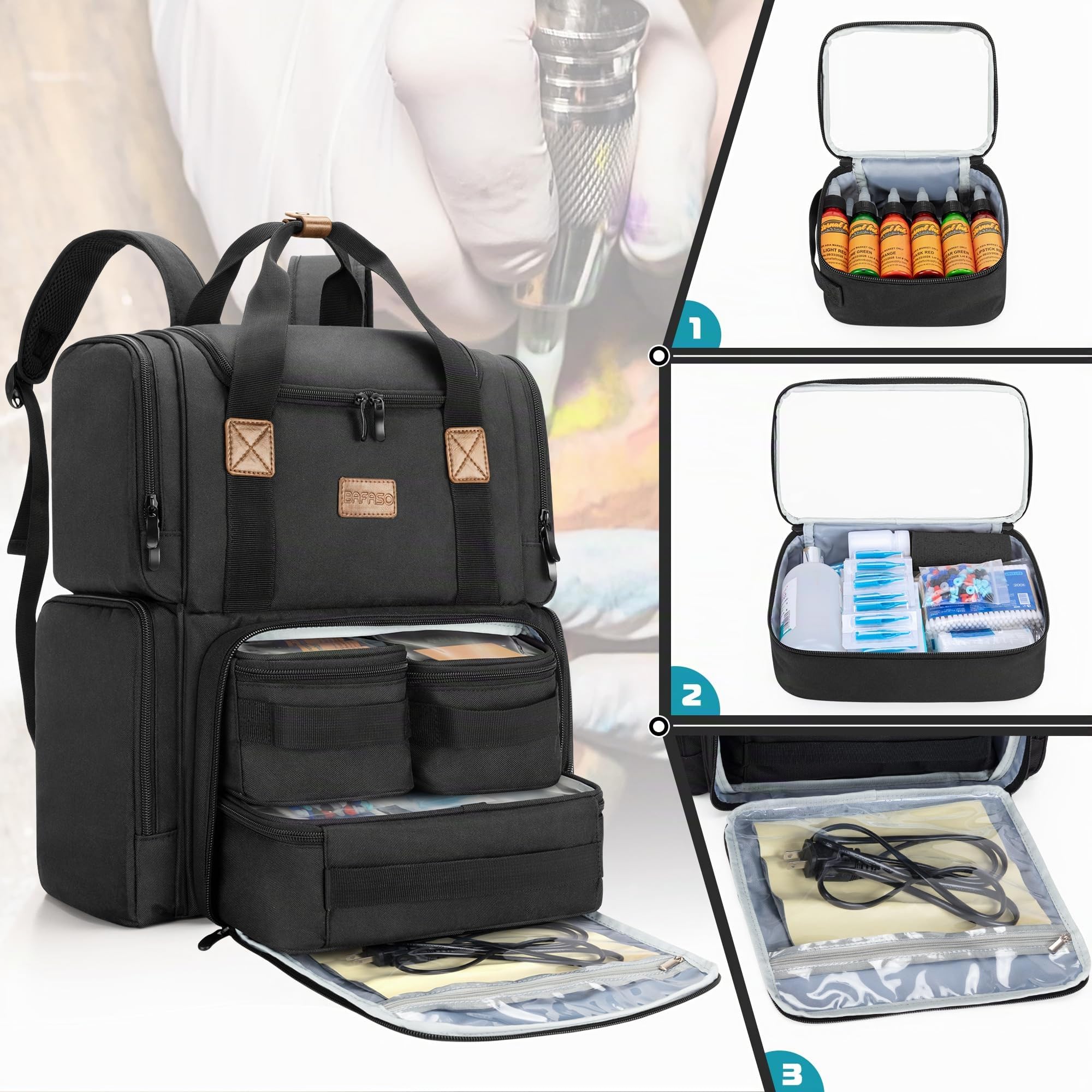 BAFASO Professioneller Tattoo Organizer Rucksack, Tattoo Werkzeugtasche